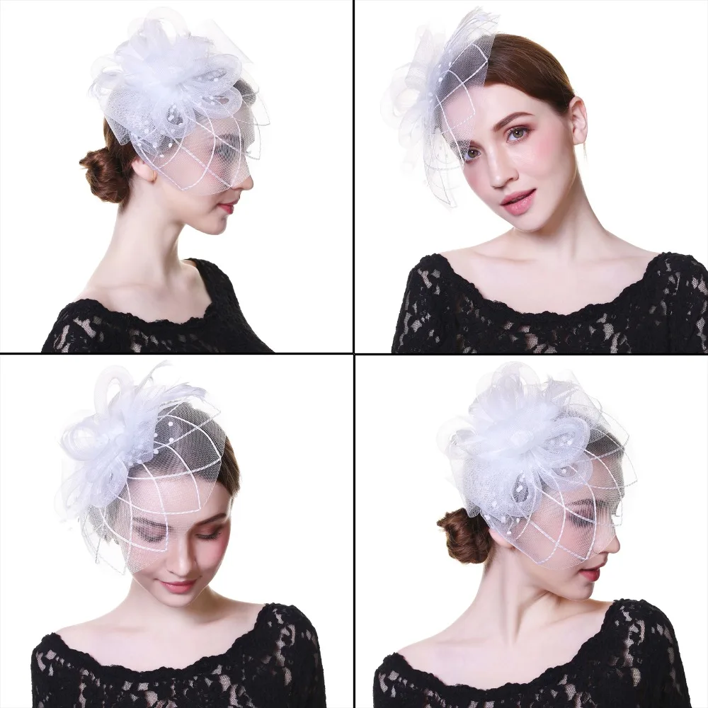 Женская Вуалетка WELROG белая шляпа для чайвечерние Кентукки Дерби свадебная