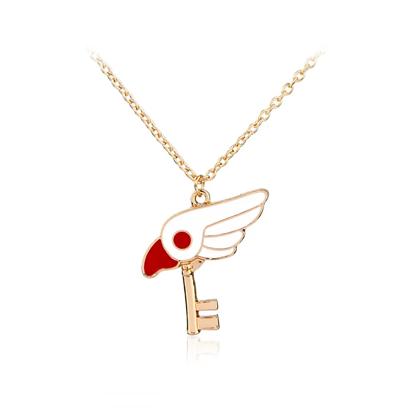 

Trendy Cartoon Anime Card Captor Star Sticks Rooster Rabbit Key Pendant Necklaces Long Section Sweater Chain Choker Necklace