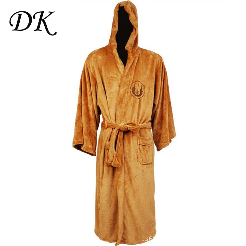 Jedi Knight Делюкс Банный Халат Карнавал Косплей Костюм Черный Коралловый Флис