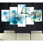 Настенный плакат, домашний декор, современные 5 панелей, красивые светло-голубые орхидеи для гостиной, холст, печать, модульные картины, рамка для рисования