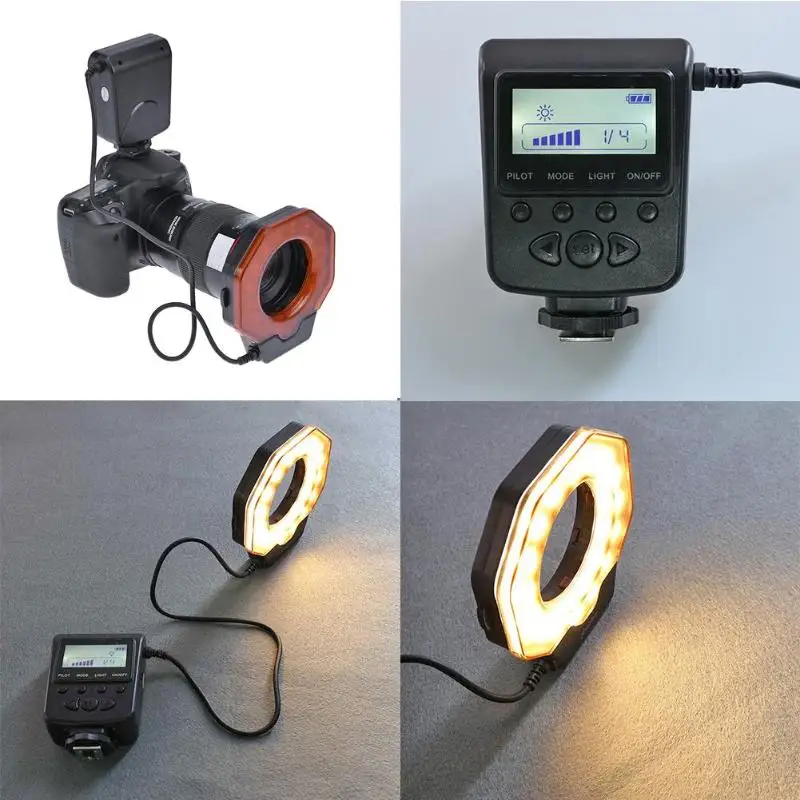Кольцевой макро-светильник для цифровой камеры, Вспышка Speedlite с переходным кольцом, 8 режимов, регулируемый светильник для цифровой камеры, макро-кольцевой светильник