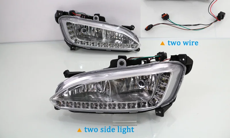 Для hyundai SantaFe IX45 2013 Santa fe дневной ходовой светильник DRL светодиодный противотуманный фонарь дом с отверстием для тумана