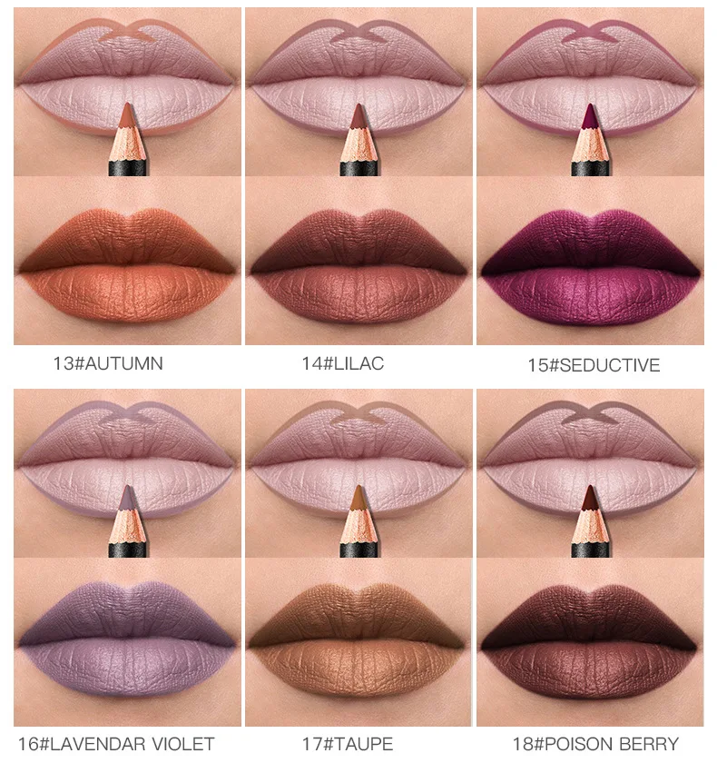 Pudaier 12 шт Matte Lip Liner Pencil Макияж комплект водостойкий лайнер для губ увлажнитель длительного действия красочные мягкие косметика для губ ручка