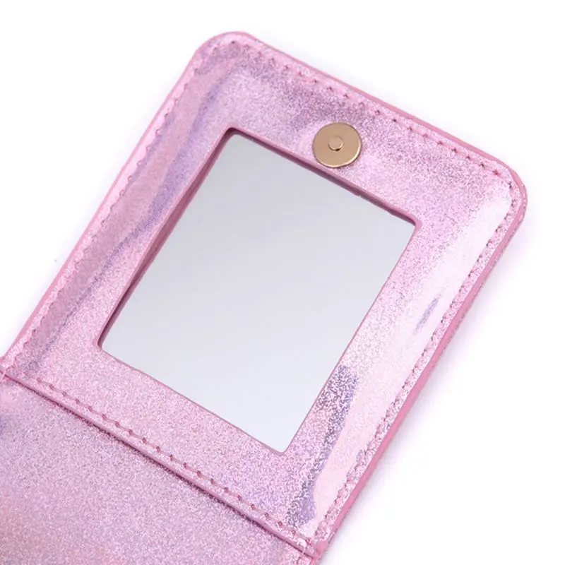 

4 Colors Lipstick Makeup Bag For Girls Laser Leather Heart Lovely Cosmetic Case Portable Mirror Cosmetic Lipstick Waterproof Box