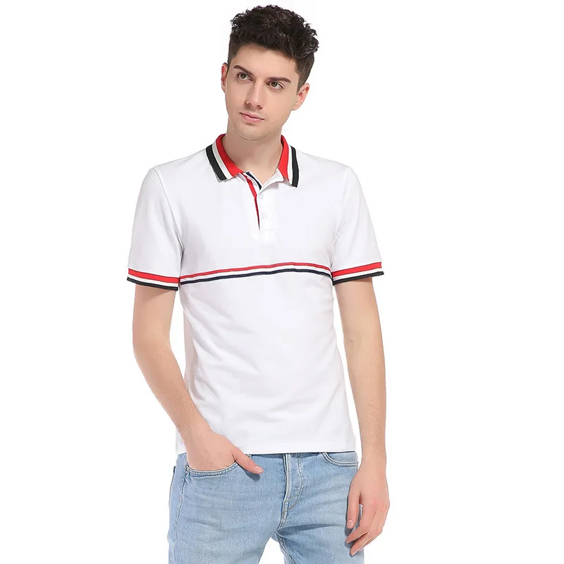 Polo Shirt Men 2017 Brand Clothing Hem Stripes Lapel Cotton Short Sleeve Poloshirt S-XXL B86 | Мужская одежда