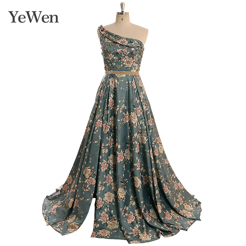 Модное платье на одно плечо, вечернее платье,, сексуальное, Vestidos De Fiesta De Noche, элегантные, вечерние, кружевные, длинные, вечерние платья YW029