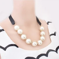 fashion officecareerol style women ribbon pearl set auger necklace jewelry 2022black ribbon gold color pearl necklace