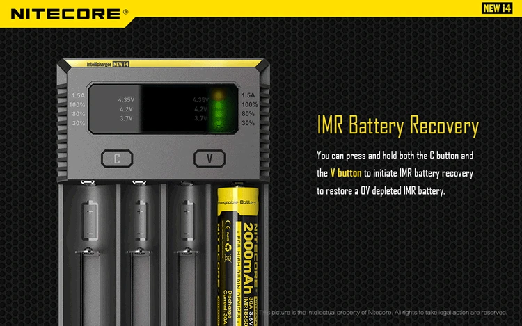 NITECORE I4 зарядное устройство OLED экран Intelli зарядное устройство+ NITECORE 18650 3500mAh 3,6 V 12.6Wh NL1835HP литий-ионный аккумулятор