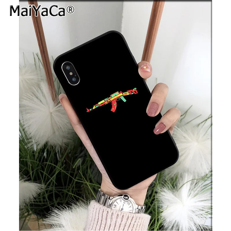 MaiYaCa Guns AK47 M4A1 Силиконовый ТПУ мягкий черный чехол для телефона Apple iPhone 8 7 6 6S Plus X XS MAX