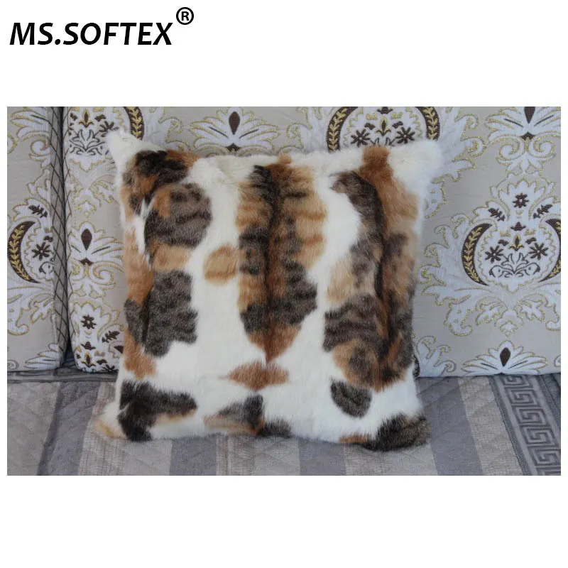 

MS.Softex Natural Fur Pillowcase Animal Pattern Rabbit Fur Pillow Case Soft Plush Cushion Cover Fur Decoration FREE SHIPPING