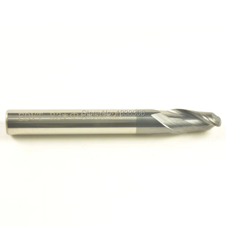 

1pcs EDVT Staight shank R3-D6-50-2T 2 Flutes Micro Grain tungsten Steel 50HRC Ball end mill cutter For CNC Milling