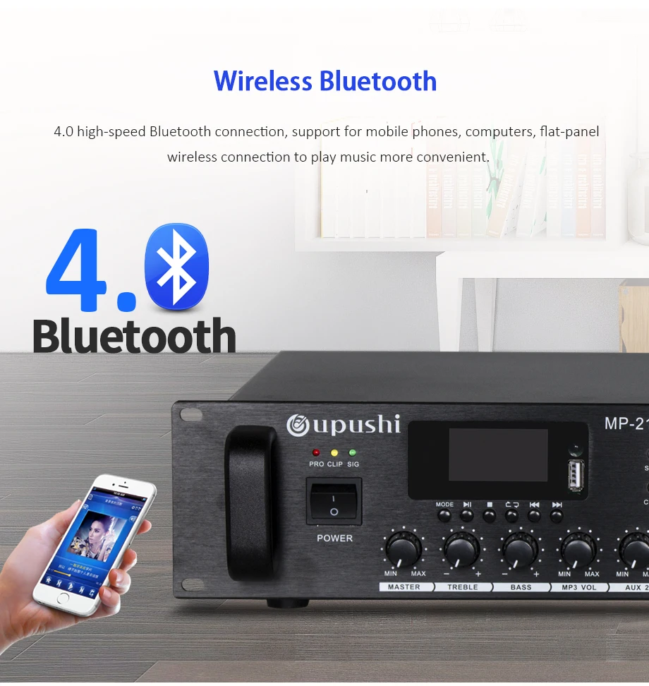6 зон pa усилитель bluetooth домашний аудио усилитель с пультом дистанционного управления, USB, FM для ресторана магазин фоновая музыкальная система