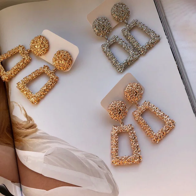 IF YOU винтажные большие геометрические Висячие серьги для женщин цвета розового