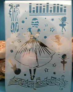 1Pcs A4 Dress Girl Music DIY Layering Stencils Wall Painting Scrapbook Coloring Embossing Album Decorative Card Template
