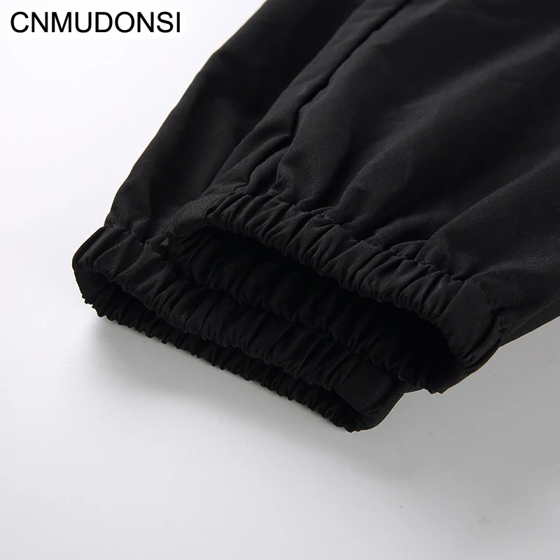 Брюки-карго с цепочкой и высокой талией стильные женские брюки-Капри уличная