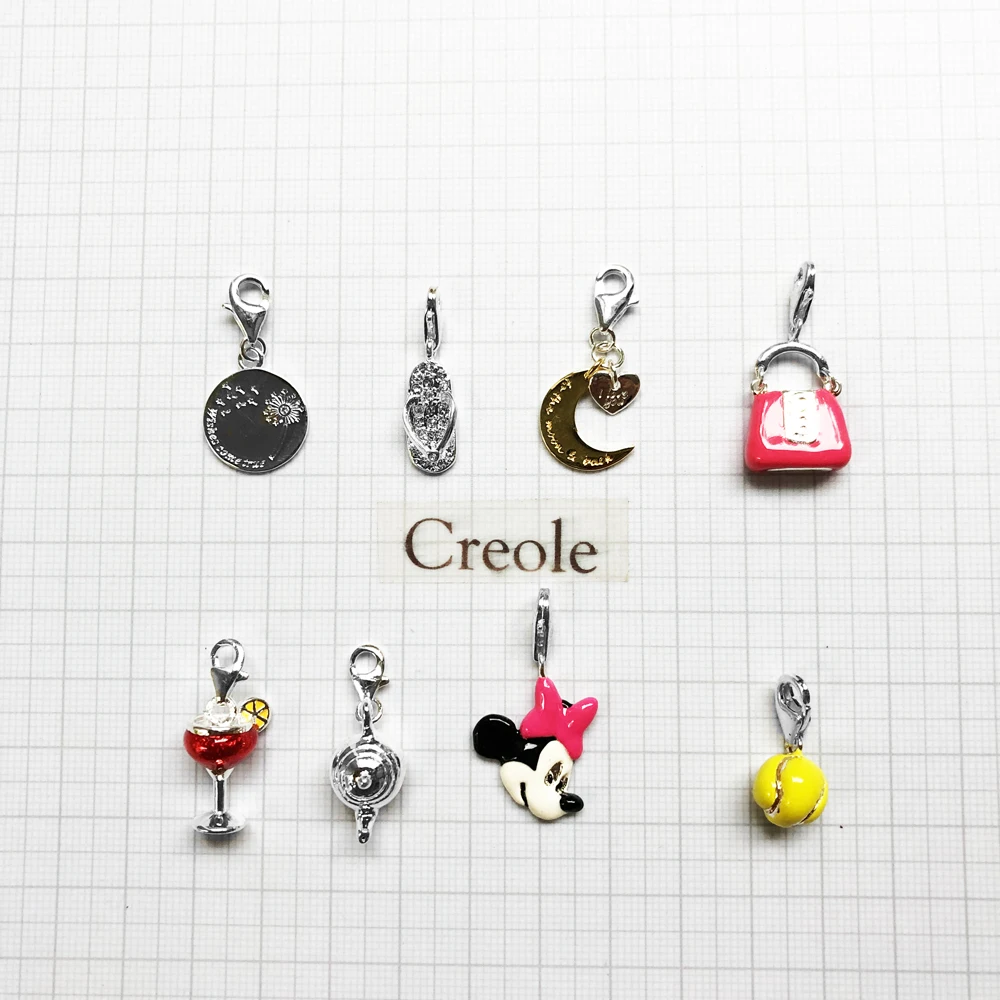 Minnie Cocktail Baseball Bag Flip-flop Teapot Moon Heart Wish Come True Charm Pendant 2019 Jewelry 925 Sterling Silver Gift | Украшения и