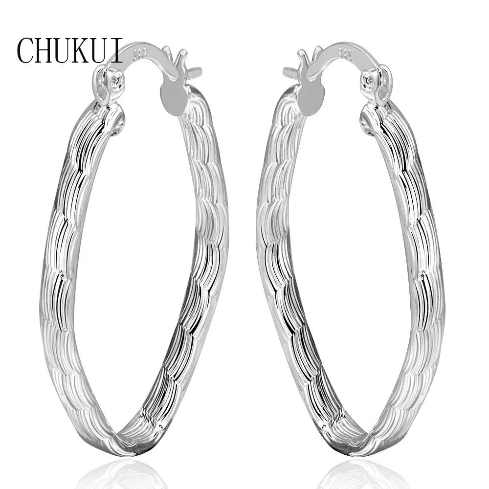 CHUKUI/серебряные женские серьги с рыбным узором большие круглые серьги-обручи