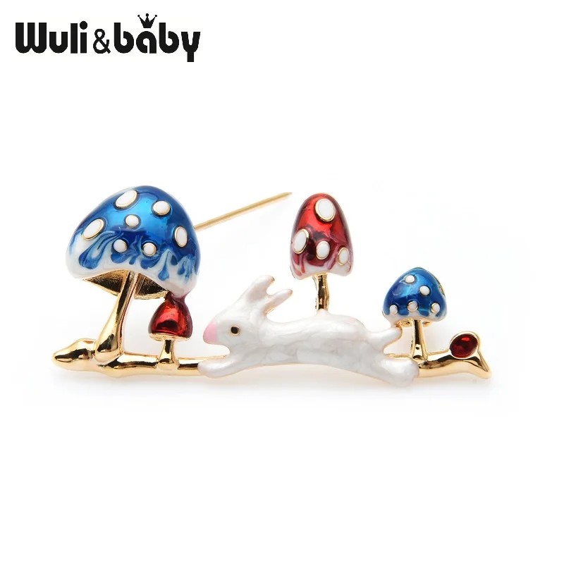 Wuli& baby эмалированная белая бегущая голубая брошь гриб, булавки, модные ювелирные изделия, подарок