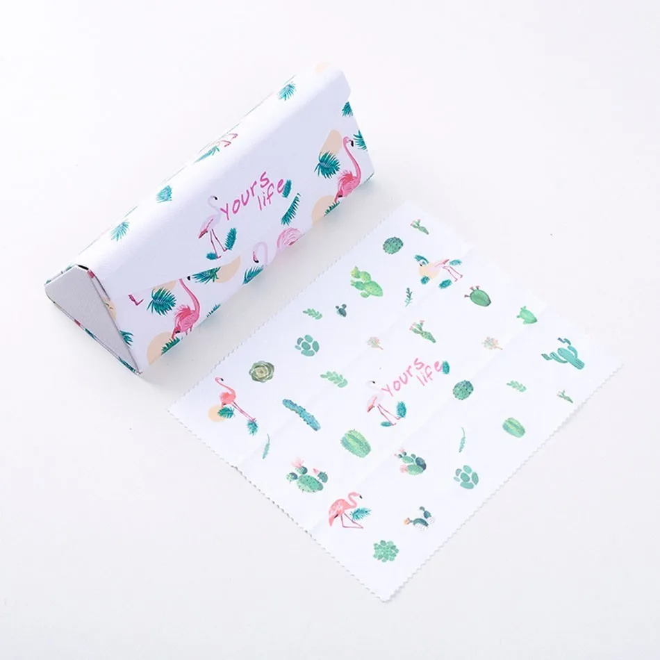 AudWhale Cute Style Sunglasses Case Fold PU Leather Simple Spectacle Case Cute Girls Portable Glasses Cases - Цвет: 8