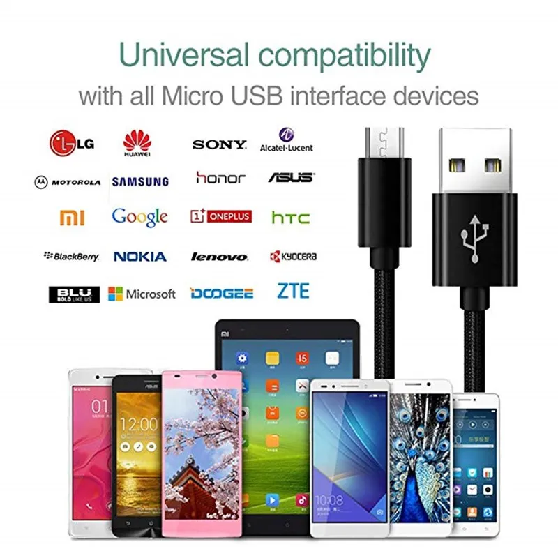 Micro USB кабель для Huawei honor 8X 8C Xiaomi Redmi Samsung Быстрая зарядка Microusb зарядного устройства
