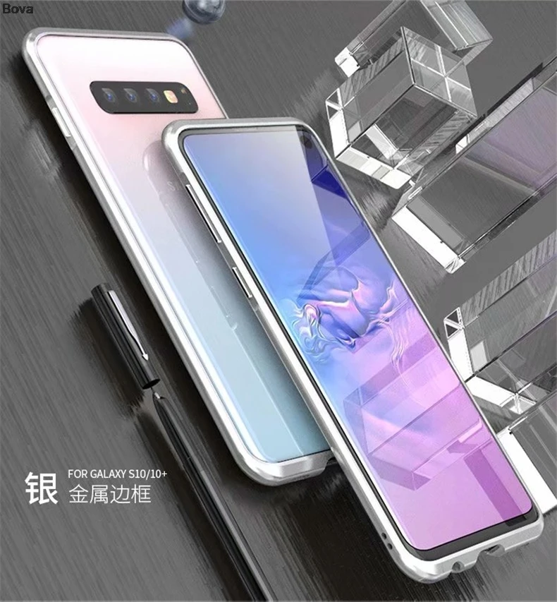 Luphie Роскошный ультра тонкий алюминиевый бампер чехол для samsung Galaxy S10 и S10e+ S10 Plus чехол+ 2 пленки(1 передняя+ 1 задняя