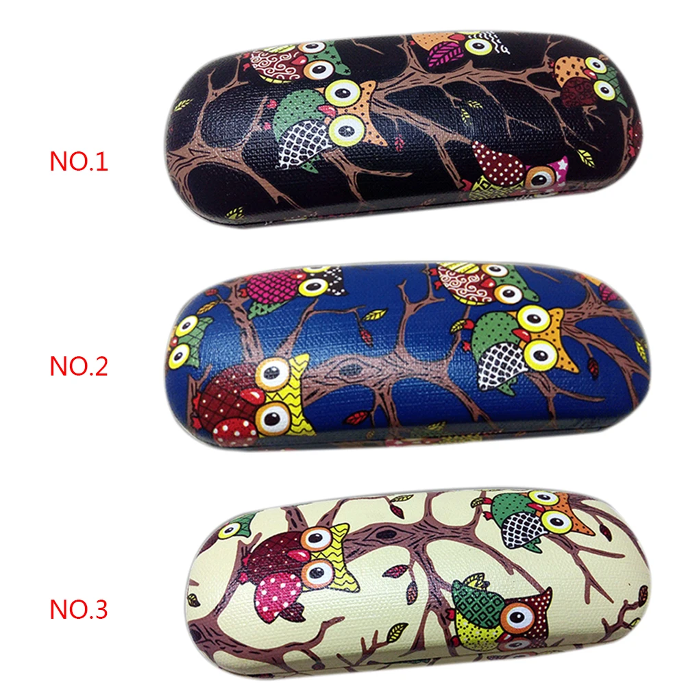 Owl Animal Pattern Glasses Box Case PU Leather Eyewear Box Portable Folding Hard Case Eyewear Protector Box