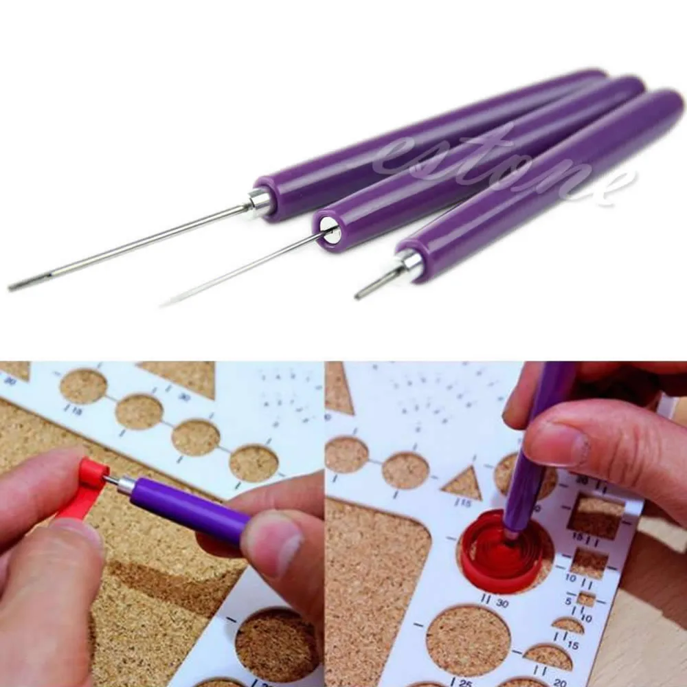 

3pcs/Set Paper Quilling Tools Origami DIY - 2 Assorted Needles & 1 Slotted Tool