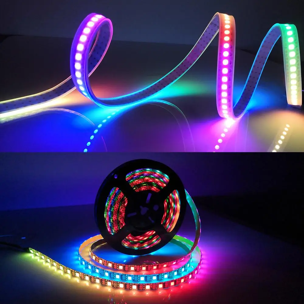 WS2812B LED Strip DC 5V 30/60/144 LEDs RGB Smart Addressable Pixel Black White PCB WS2812 IC 50CM 1M 2M 3M 4M 5M 17Key Bar KTV | Лампы и