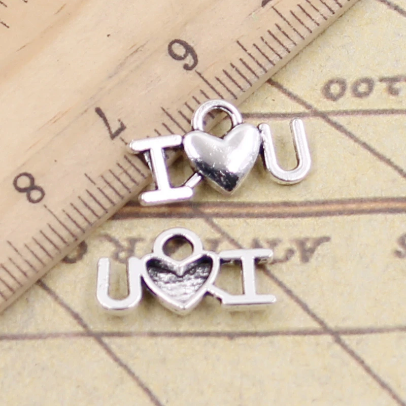 

30 шт. Подвески Сердце I Love You 17x10 мм тибетские серебряные цветные Подвески антикварные ювелирные изделия Сделай Сам ручной работы
