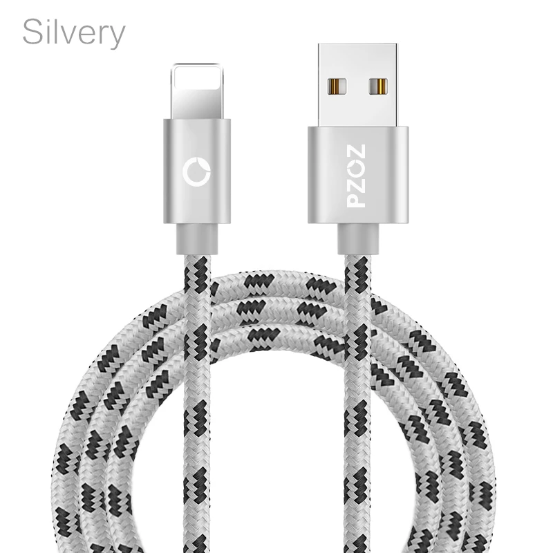 PZOZ usb кабель шнур для зарядки телефона для iphone кабель 11 pro max Xs Xr X 8 7 6 plus 6s 5 s plus ipad air mini 4 кабели быстрая зарядка кабель для iphone зарядное устройство провод для зарядки - Цвет: Silver