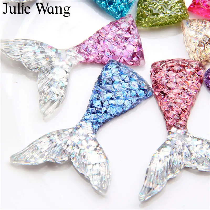 Julie Wang 10 шт. Разноцветные Подвески из смолы с хвостом русалки ручной работы