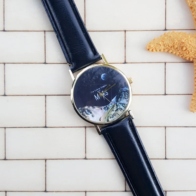 Новинка 2015 кварцевые часы с индивидуальным кожаным ремешком и элементом ночного