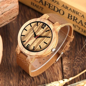 Часы мужские деревянные кварцевые ручной работы, современные наручные часы из натурального дерева, с ремешком из натуральной кожи, сувенирные подарки для мужчин
