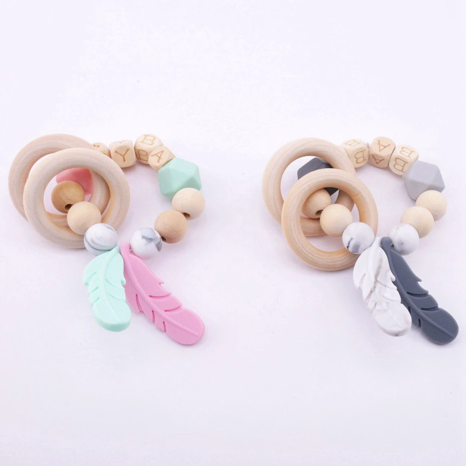 Детские игрушки силиконовый браслет с перьями для кормления 1 шт. деревянные