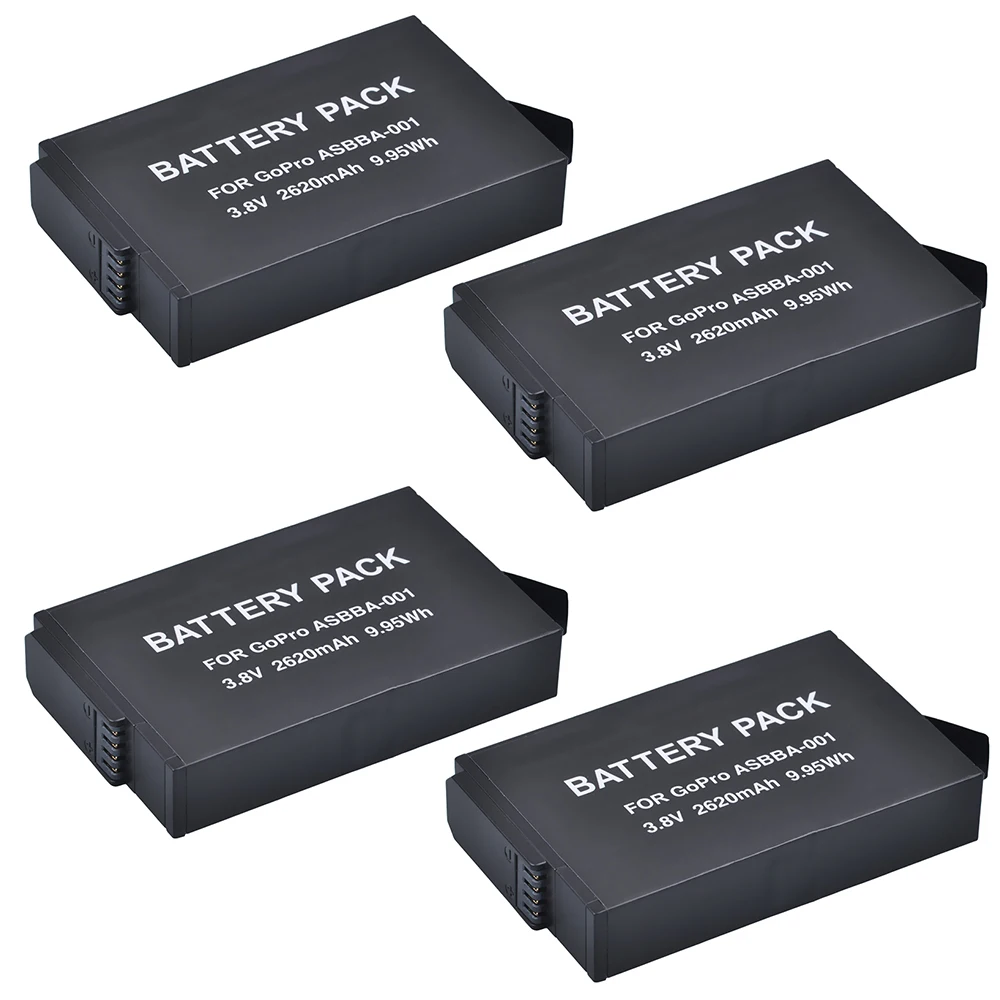 Батарея Tectra 2620mAh 4 шт для батареи GoPro ASBBA 001 и экшн камеры Gopro Fusion 360 градусов.|battery for