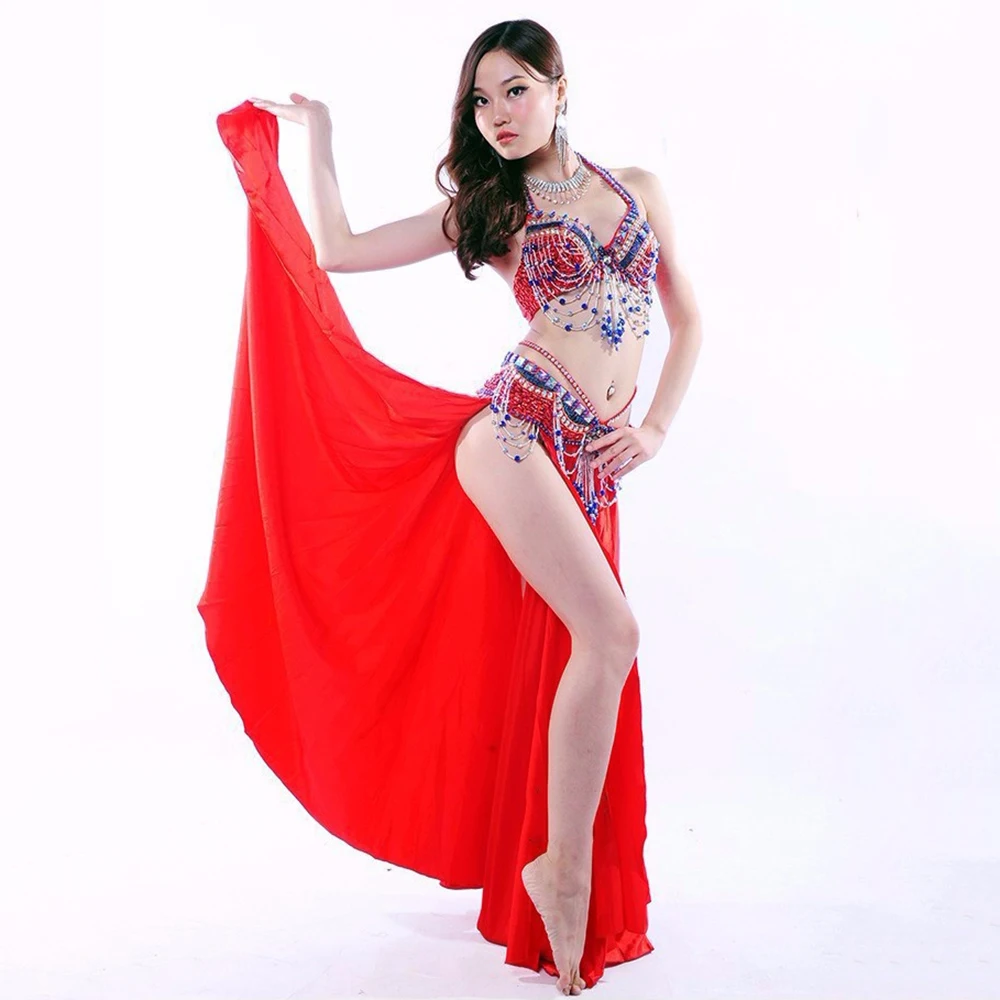 2018 костюм для танца живота набор бюстгальтер и пояс юбка 8 цветов Танец r Professional
