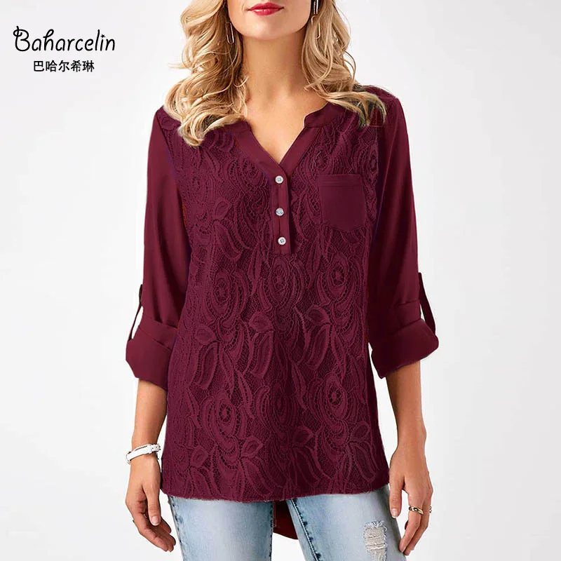 Baharcelin 4XL 5XL осенне-зимние повседневные свободные большие шифоновая блузка