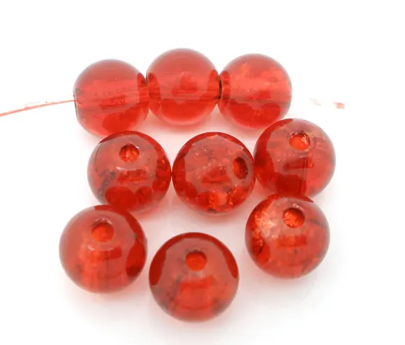 DoreenBeads стеклянные бусины россыпью круглые красные трещины диаметром около 6 мм (2/8