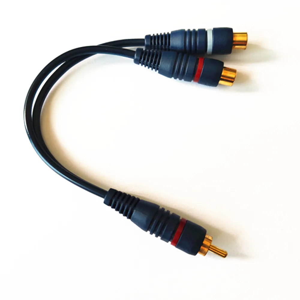 2 RCA Женский 1 RCA сплиттер папа-папа кабель аудио сплиттер дистрибьютор конвертер динамик Золотой кабель шнур линия медный провод