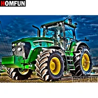 homfun full squareround drill 5d diy diamond painting tractor scenery embroidery cross stitch 5d home decor gift a07491