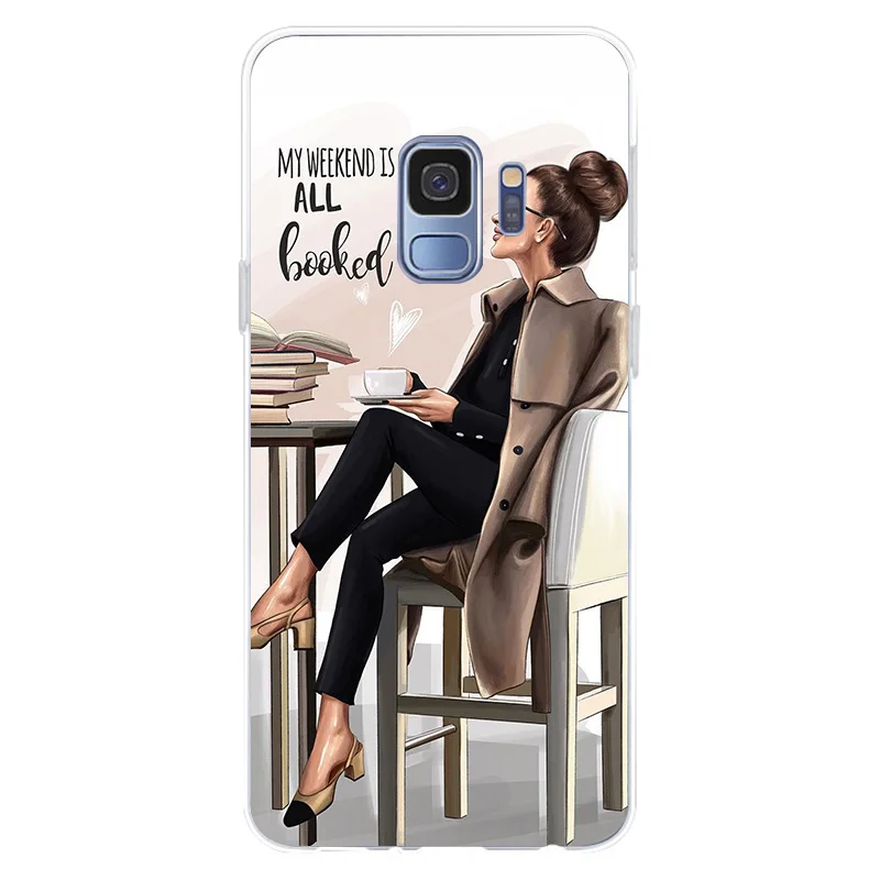 Чехол из ТПУ для Samsung Galaxy S6 S6edge A7 S7edge S8 S9 Plus A5 J5 J7 2016 Queen Princess Girl boss coffee|Бамперы| |