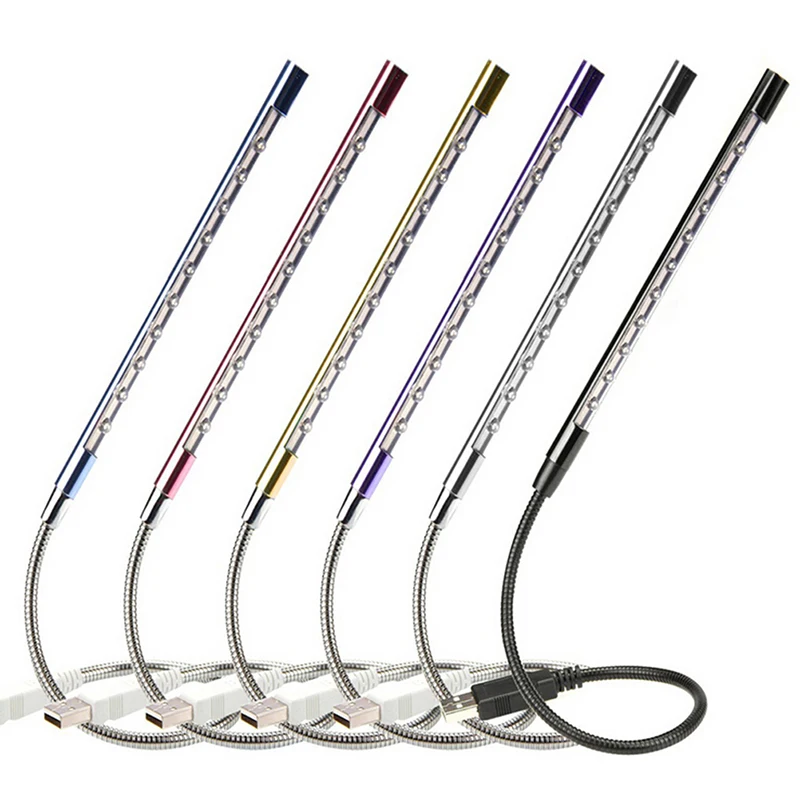 

10LED LED USB Reading Lamps Light Book Mini Night Bulb Table Lamps Flexible Portable Power Bank Reading Desktop For PC