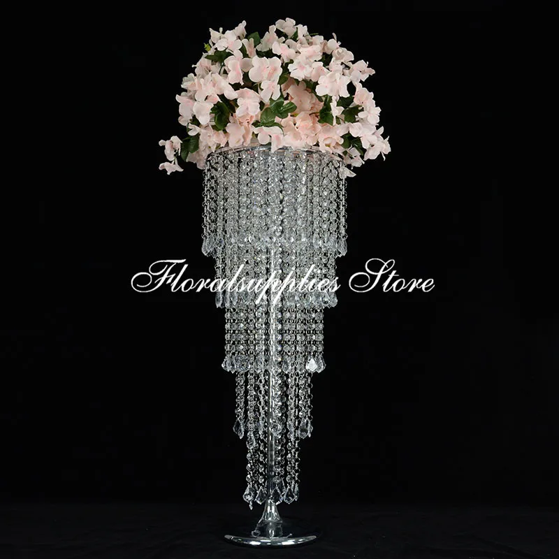 

5PCS 31.5 Inch Tall Crystal Metal Vase Flower Stand Holders Wedding Centerpiece Chandelier for Reception Tables Wedding Supplies