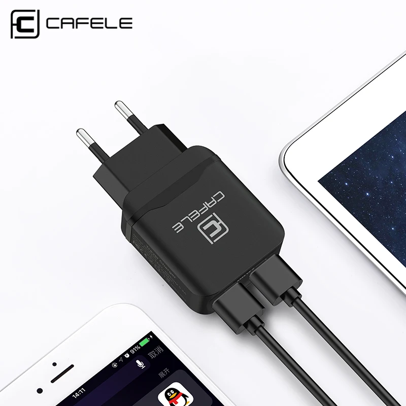 Дорожное USB зарядное устройство CAFELE с европейской вилкой а двойной выход