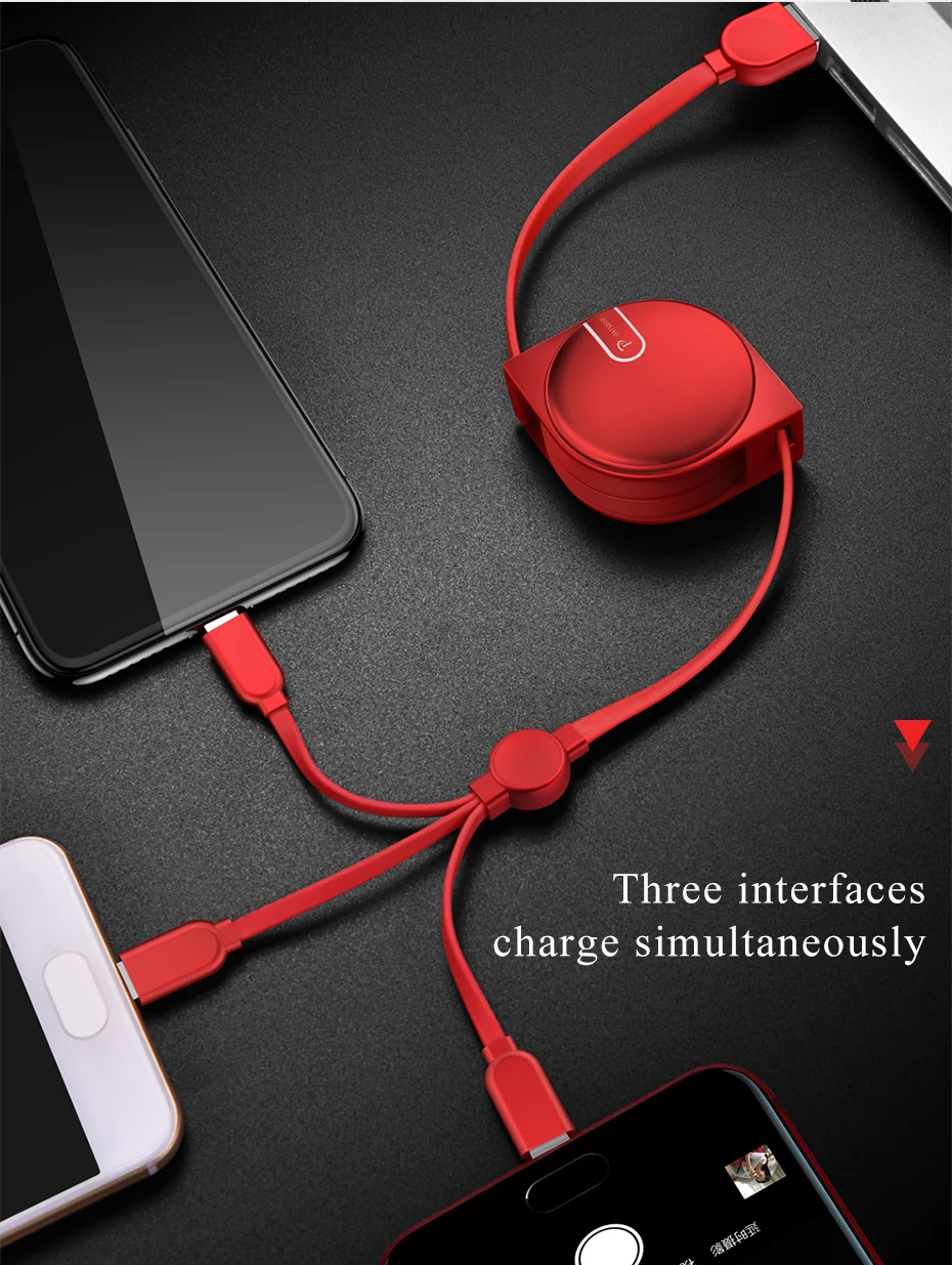 OATSBASF 3 в 1 Micro usb type C 8 Pin для iPhone XS Max X 8 7 Nokia 8 USB Выдвижной зарядный кабель для Xiaomi huawei 2 в 1 USB