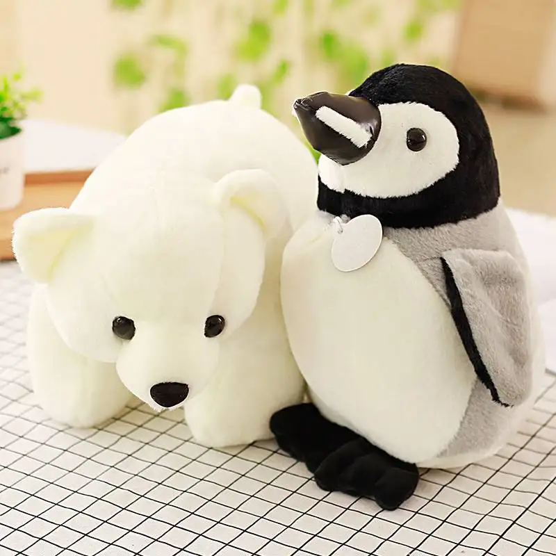 1pc 35-60cm Polar bear and penguin dolls Stuffed toy Real life arctic animal cushions High quality fabric Child Birthday Present | Игрушки и