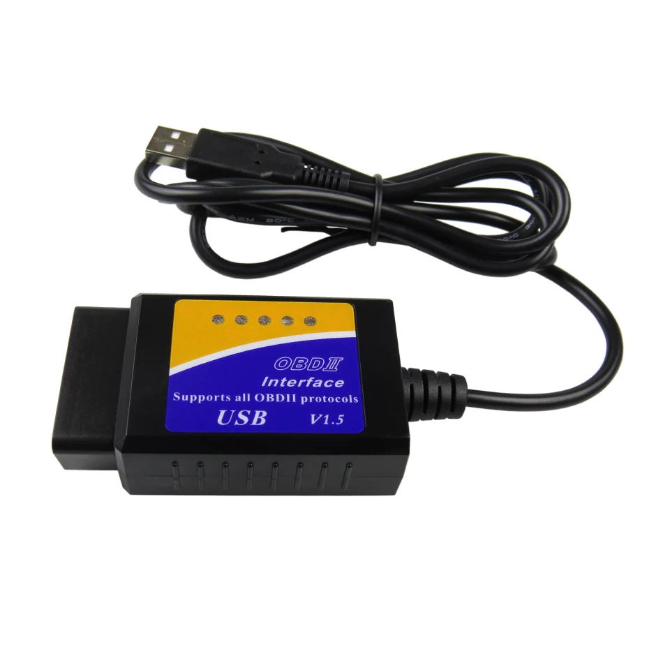 Автомобильный диагностический сканер ELM327 с USB интерфейсом V1.5 OBD2 для ПК