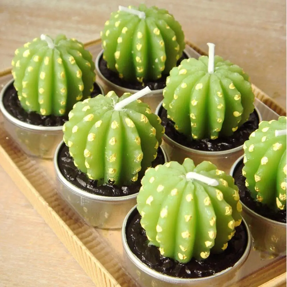 6 шт. домашний декор редкая мини Кактус Свеча стол чай свет сад моделирование