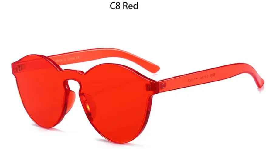C2 red Зеленые, оранжевые, цветные очки кошачий глаз, винтажные женские солнцезащитные очки, цельные линзы, прозрачные, яркие цвета, кошачий глаз, солнцезащитные очки - Цвет линз: C2 red