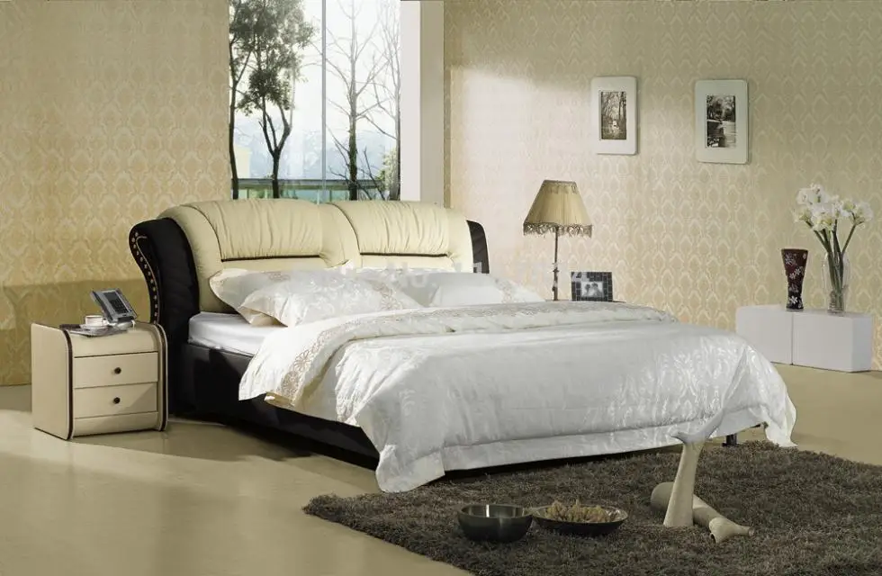 

Bedroom furniture king size large soft bed leather comfortable bed B252